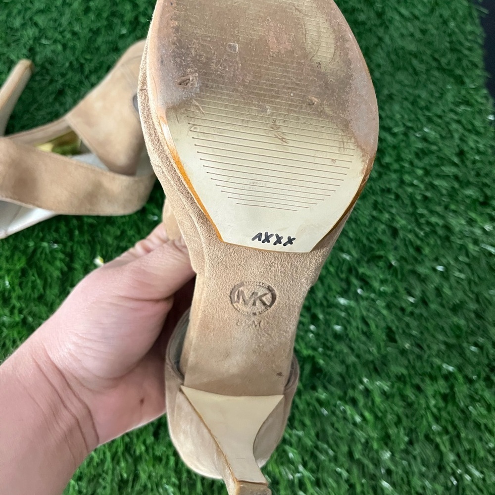 Michael Kors Women's Camel Suede Heels - Picture 5 of 6
